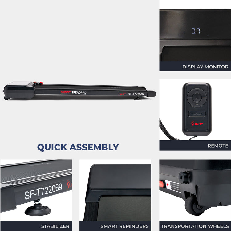 QUICK ASSEMBLY | This indoor treadmill arrives intact with minimal assembly. Simply unbox, unfold the treadmill deck from the console, and begin your workout. Convenient pre-assembly means you can save time, money, and energy when putting together this treadmill.