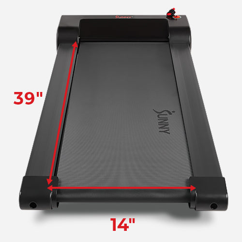 Treadmill Deck | Spacious 39-inch long by 14-inch wide running surface, this treadmill provides ample room to walk or run comfortably.