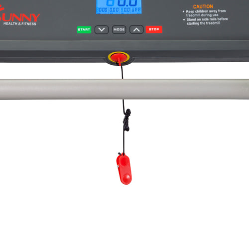EMERGENCY STOP CLIP | Experience a realistic outdoor running feeling while an emergency stop clip will bring treadmill to an immediate stop.