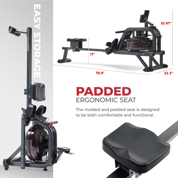 Omega Rowing Machine Premium Smart Obsidian Surge 500 m Water Rowing Machine | Sunny Health ...