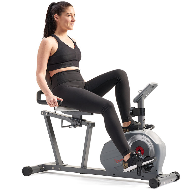 Essentials Series Magnetic Smart Recumbent Bike with Exclusive SunnyFit® App Enhanced Bluetooth Connectivity