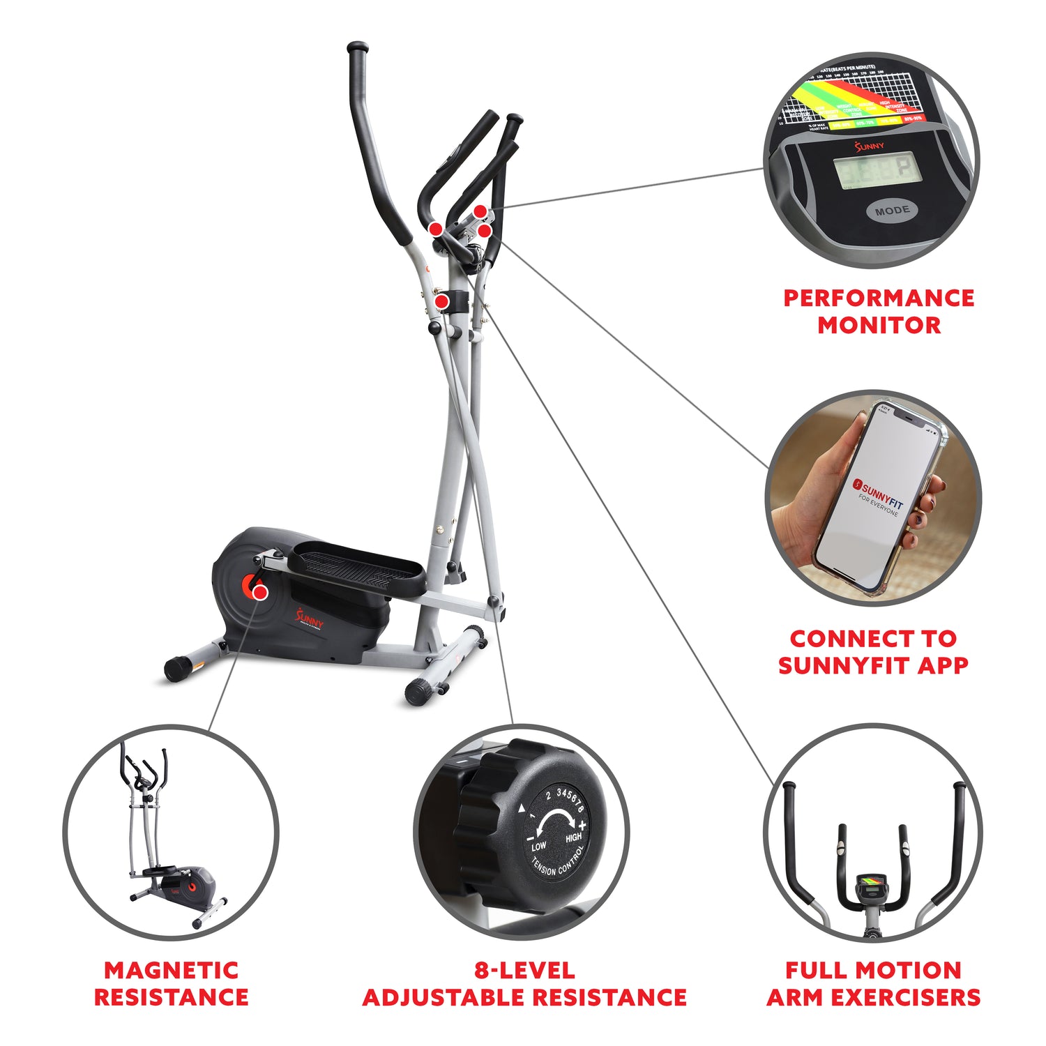 Smart Magnetic Elliptical Machine | Sunny Health And Fitness