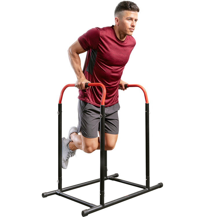man using exercise machine for dips