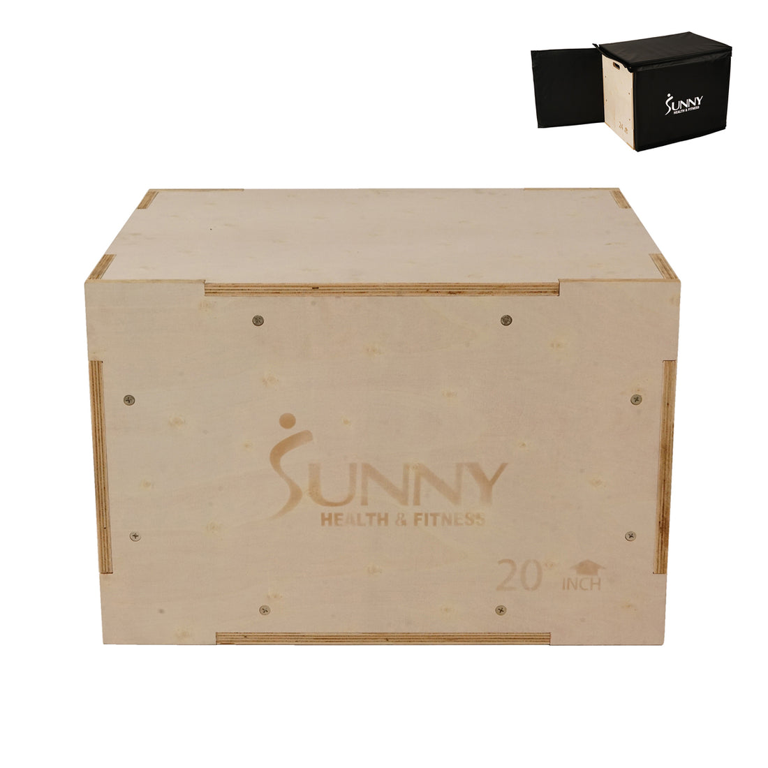 3-in-1 Wood Plyo Box, Heavy Duty with Cover | Sunny Health & Fitness