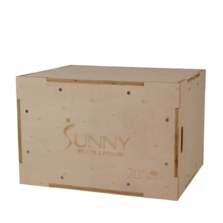 Heavy Duty Wood Plyo Box w/ Foam Padded Cover, 3 in 1 Height Adjustment - 30"/24"/20"