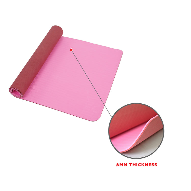 Gymo Ecological 6mm Tpe Yoga Mat Pilates Mat with Powder Pink Carrying Bag