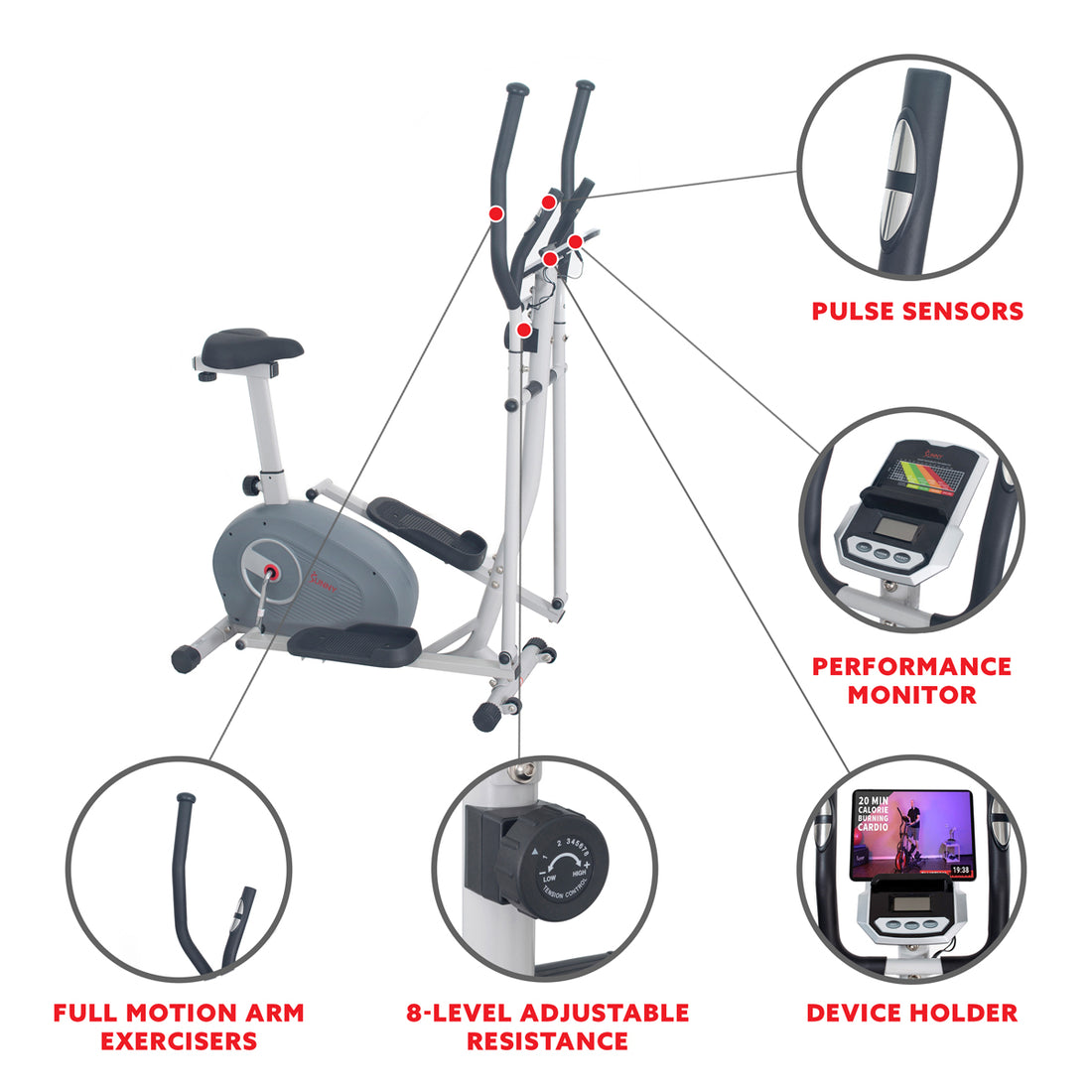 2 in 1 magnetic elliptical upright bike