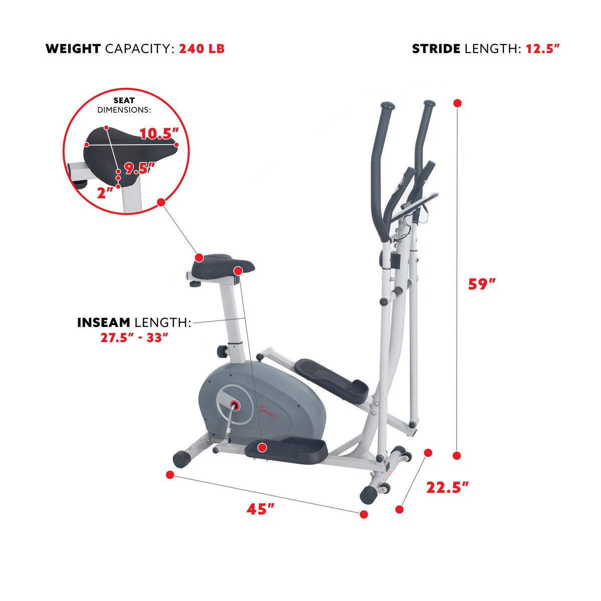 Gorilla sports Elliptical Cross Trainer And Exercise Bike 2-In-1