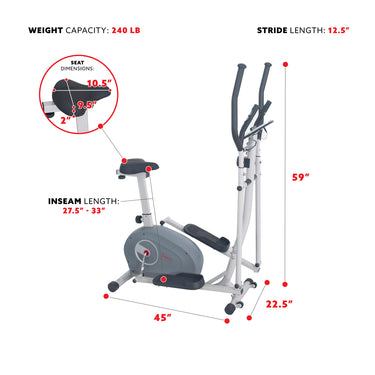 Magnetic Elliptical Bike - 2 in 1 Elliptical Upright Bike | Sunny ...