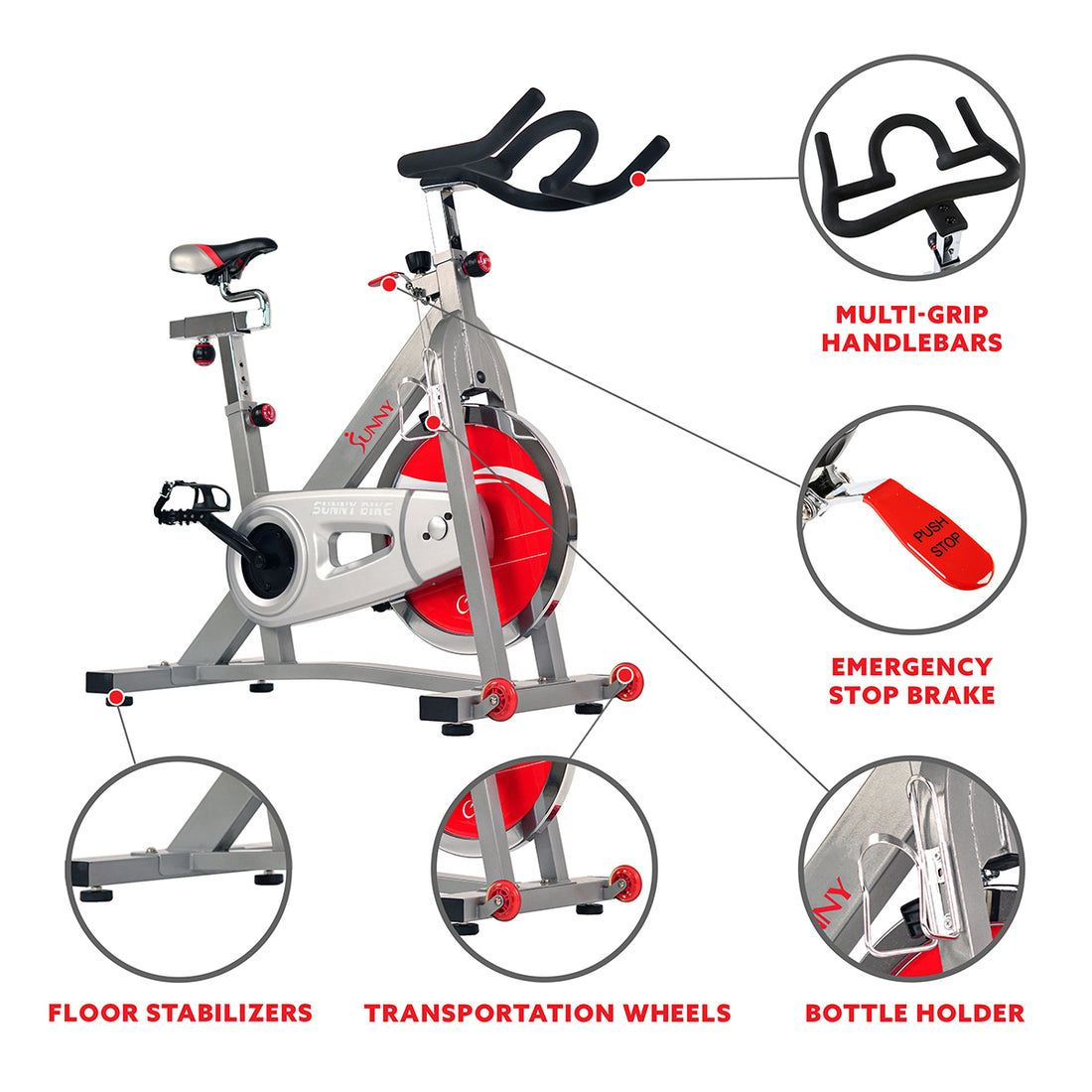 40 lb Flywheel Belt Drive Stationary Pro Indoor Cycling Bike Sunny