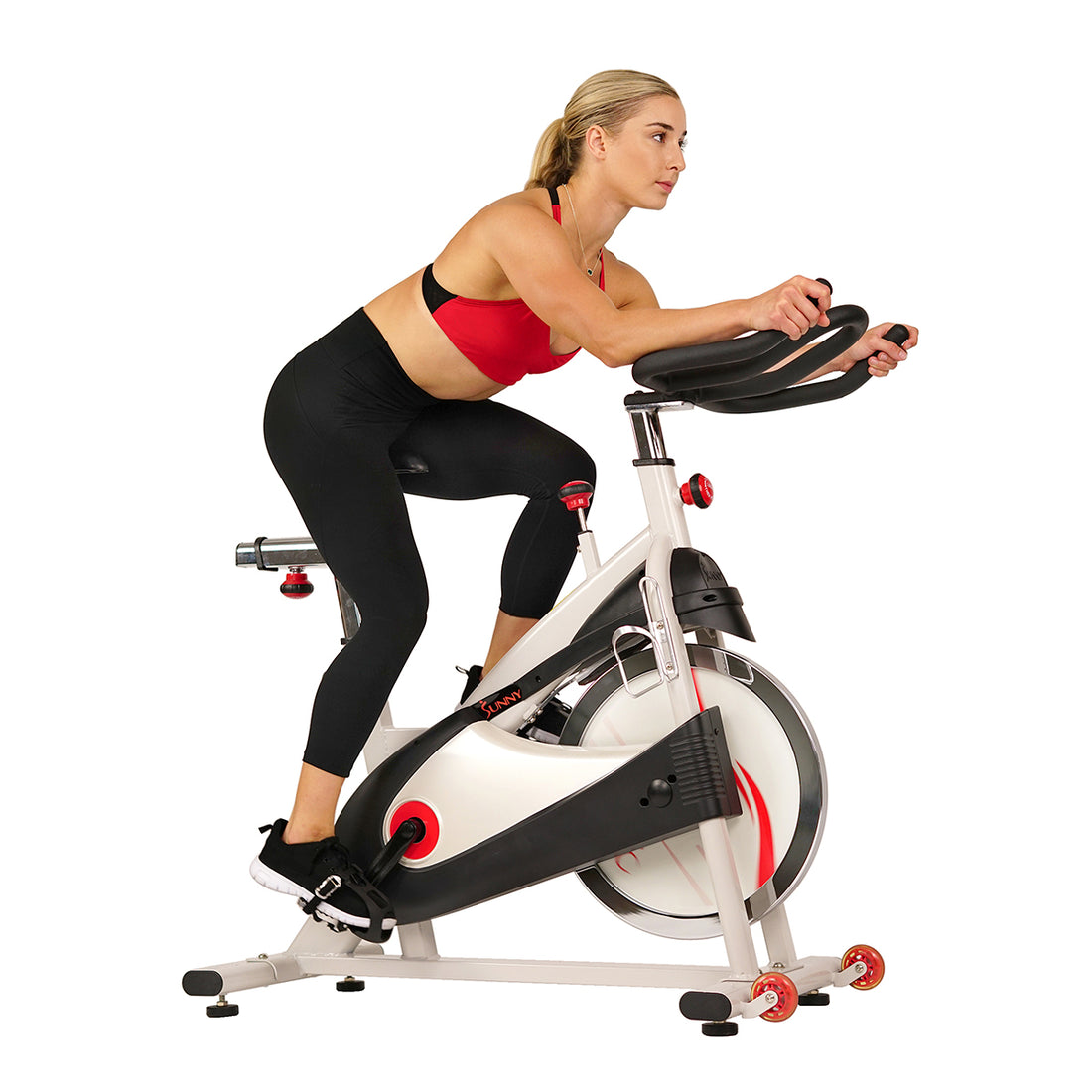 Premium Cycling Exercise Bike Indoor Fitness Belt Drive Clipless Pedal ...