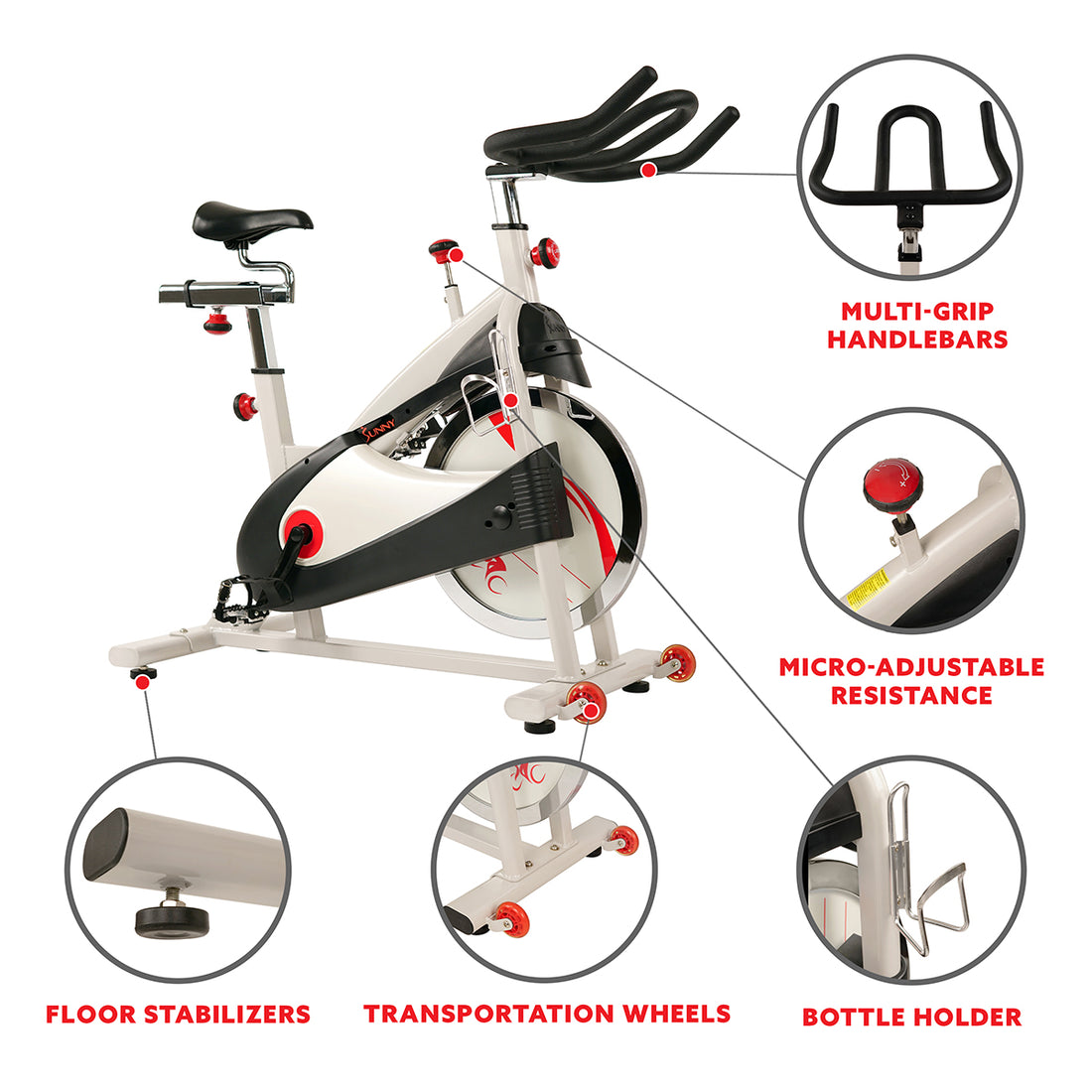 Premium Cycling Exercise Bike Indoor Fitness Belt Drive Clipless Pedal ...