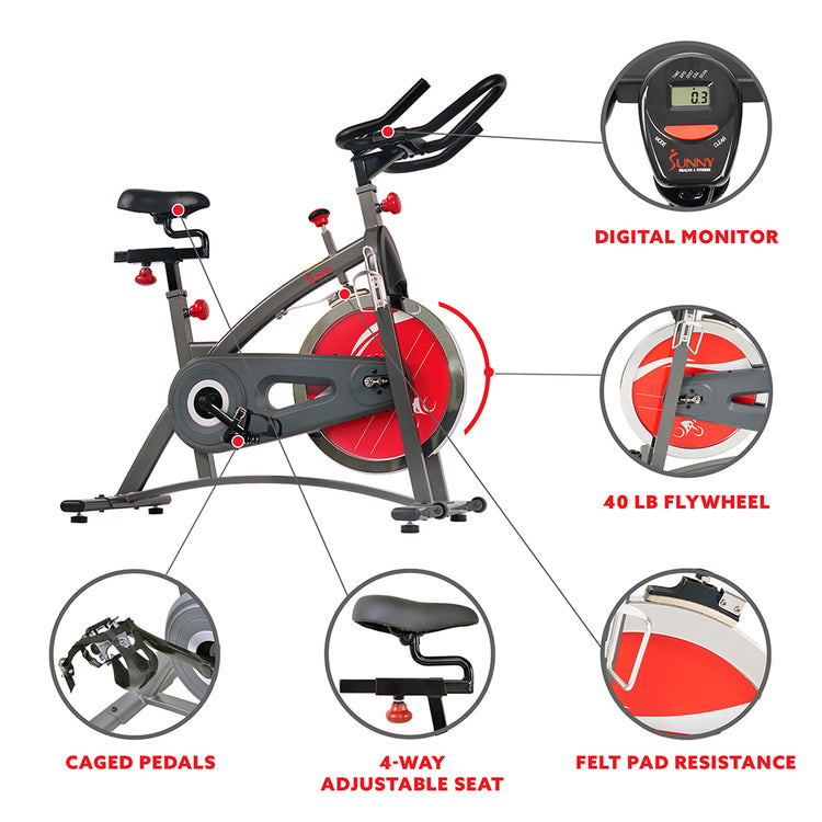 Chain Drive Indoor Cycling Exercise Bike w/ LCD Monitor Display