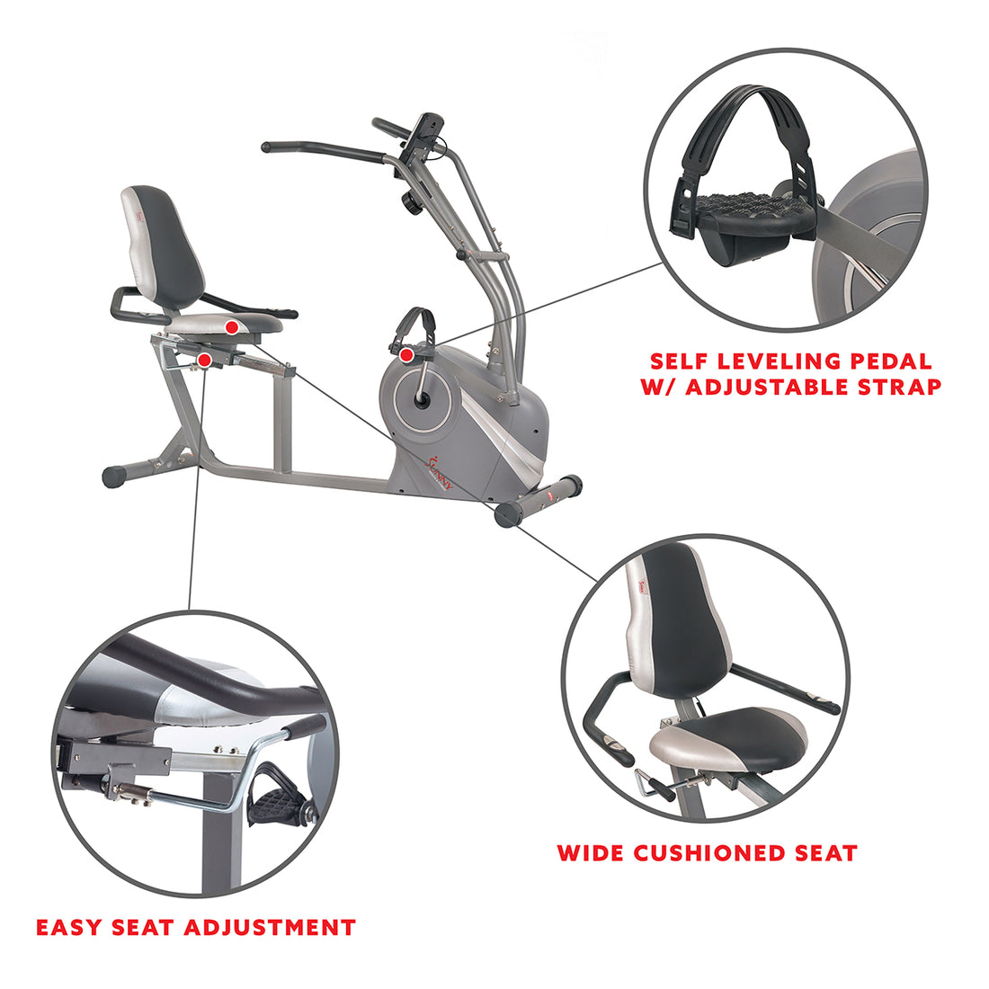 Stationary Cross Trainer Recumbent Bike with Arms Exerciser | Sunny ...