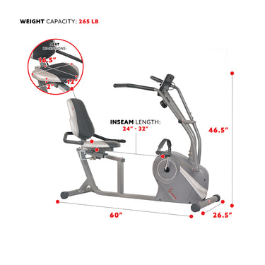 Stationary Cross Trainer Recumbent Bike with Arms Exerciser | Sunny ...