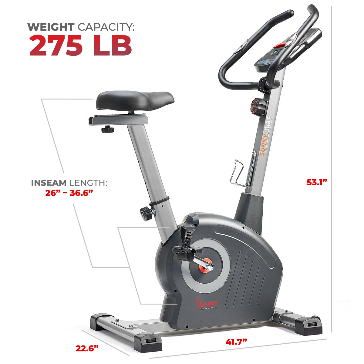 Elite Smart Upright Exercise Bike Sunny Health Fitness Sunny