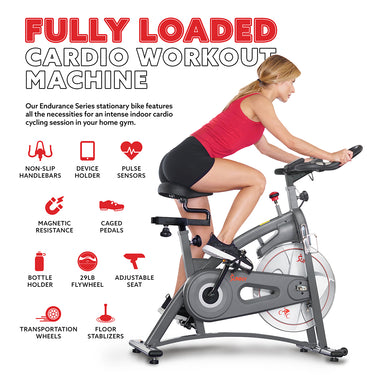 Endurance Belt Drive Magnetic Indoor Exercise Cycle Bike | Sunny Health ...