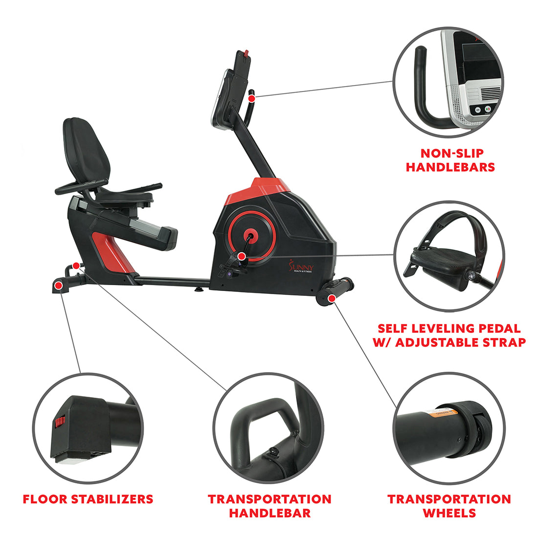 Evo Fit Recumbent Bike | Sunny Electro-Magnetic Cardio | Sunny Health ...