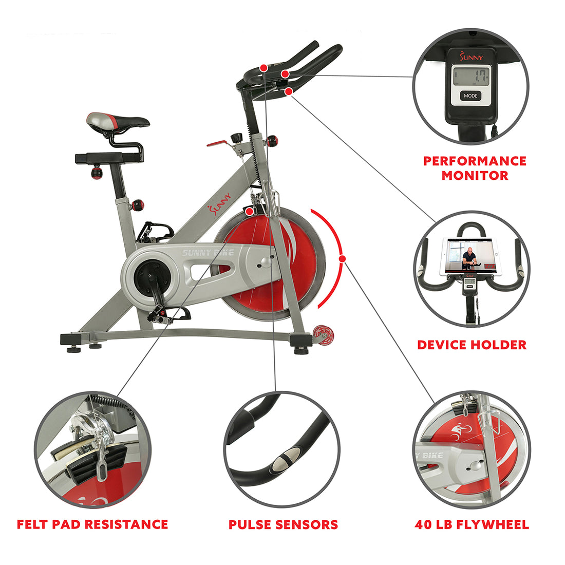 Fitness Pro II Stationary Pro Fit Bike | Sunny Health & Fitness | Sunny ...