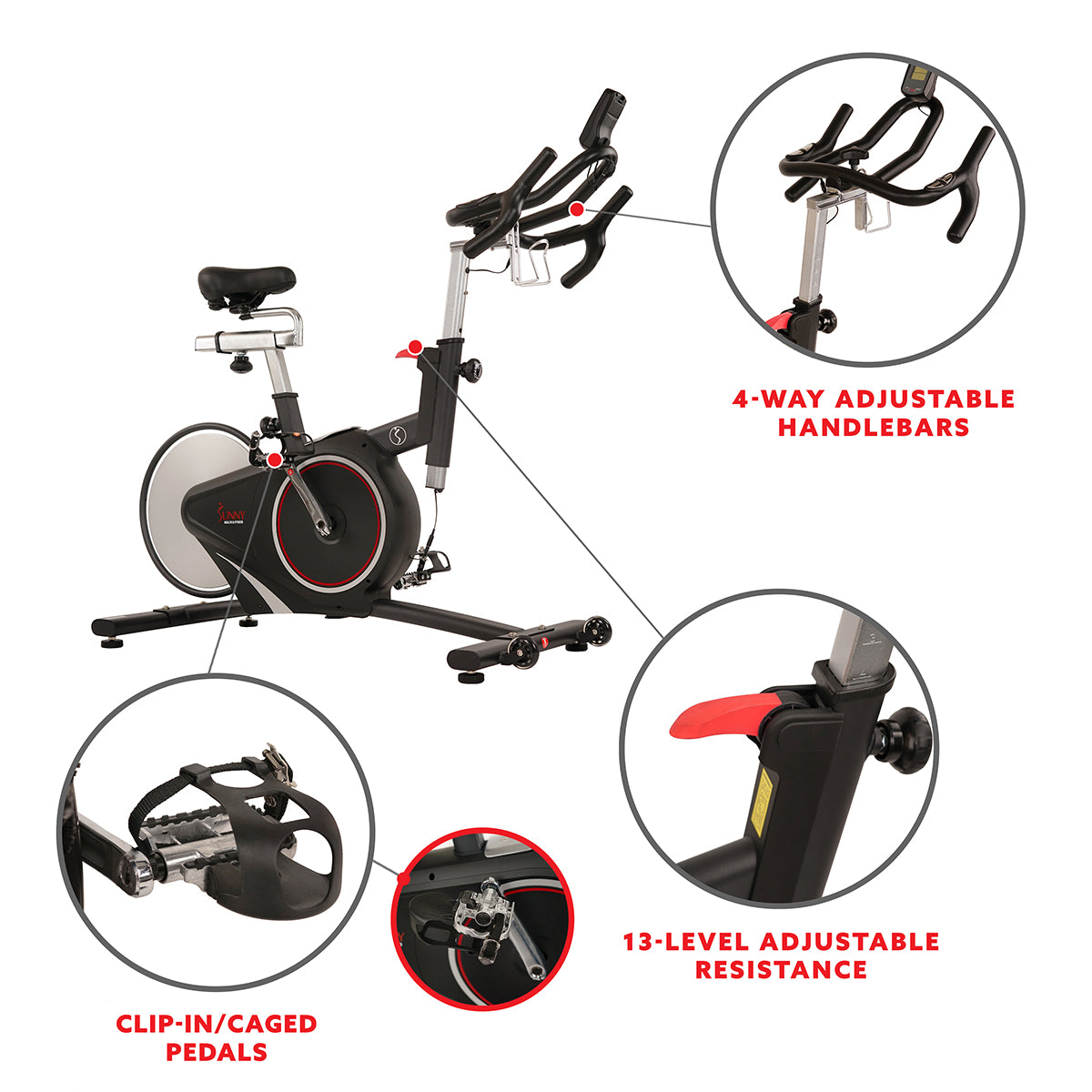 Sunny Health and Fitness SF-B1509 Exercise Belt Drive Bike Premium Ind —  Beach Camera