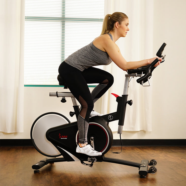 Magnetic Rear Belt Drive Stationary Bike with Cadence Sensor, High Weight Indoor Cycling