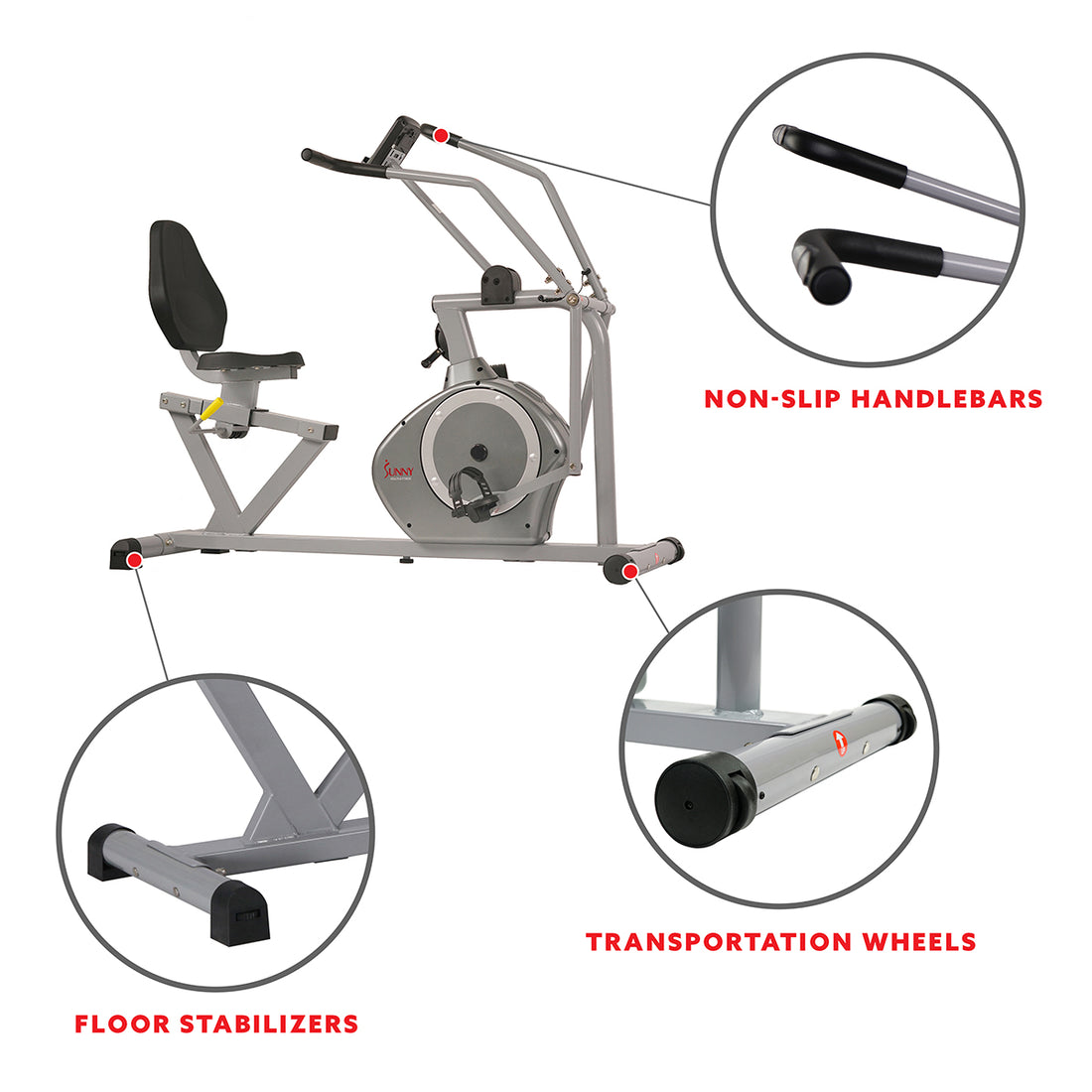 Arm Exerciser Recumbent Bike w/ High 350 LB Weight Capacity | Sunny ...