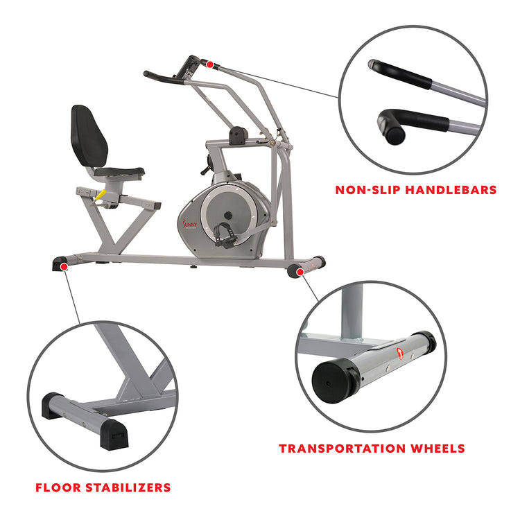 Arm Exerciser Magnetic Recumbent Bike Cross Trainer w/ High 350 LB Weight Capacity