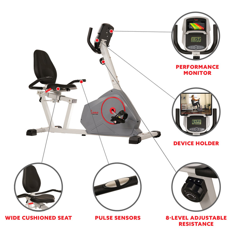 Magnetic Silent Recumbent Exercise Bike with Quiet Belt Drive Performance