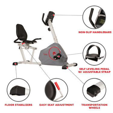 Magnetic Silent Recumbent Exercise Bike with Quiet Belt Drive Performa ...