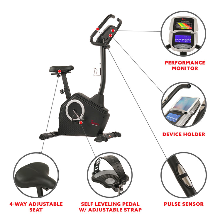 Magnetic Upright Programmable Exercise Bike w/ Heart Rate Monitor