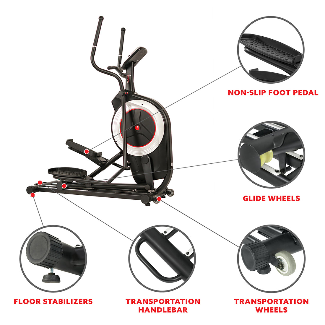 Motorized Elliptical Machine Trainer w/ Heart Rate Monitoring | Sunny ...