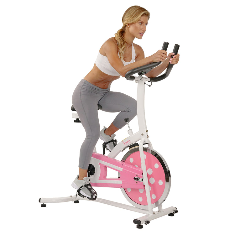 Pink Chain Drive Indoor Cycling Trainer Exercise Bike