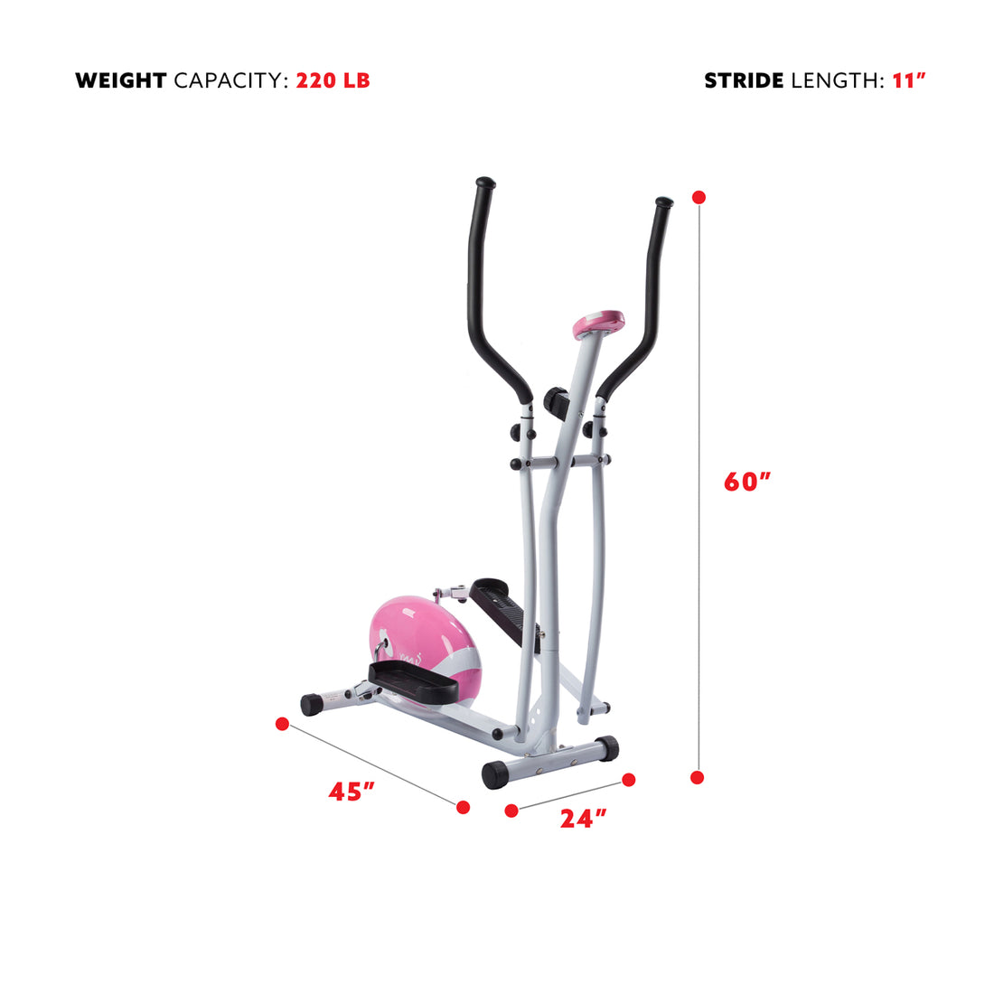 Pink Elliptical Trainer Machine Sunny Health & Fitness Sunny Health