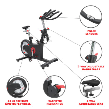 Kinetic Rear Flywheel Drive Indoor Cycling Bike | Sunny Health and Fitness