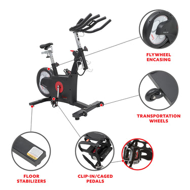 Kinetic Rear Flywheel Drive Indoor Cycling Bike | Sunny Health and Fitness