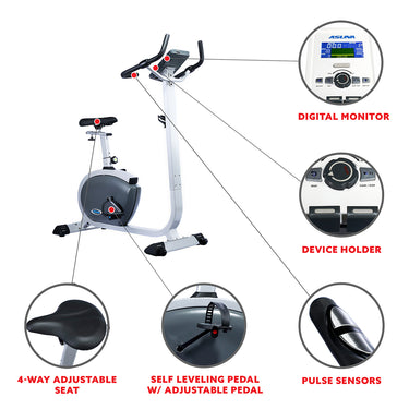 Asuna Premium Upright Bike w/ Pulse Rate Monitoring | Sunny Health and ...