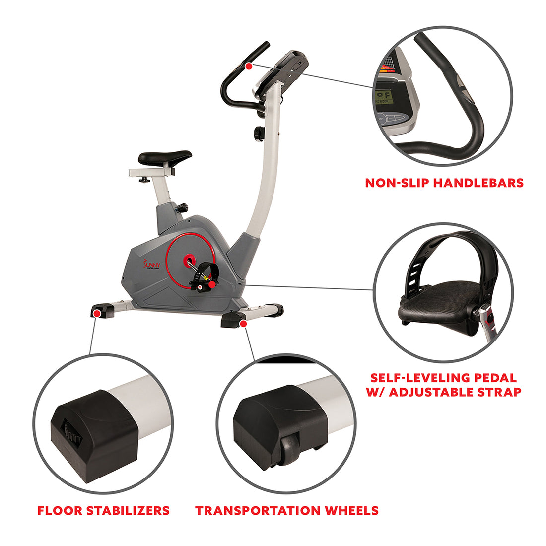 Upright Exercise Bike Indoor Cycling Workout | Sunny Health and Fitness