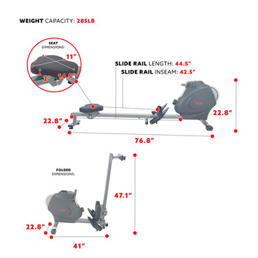 Rowing Machine Magnetic Rower, LCD Monitor w/ Device Holder | Sunny ...