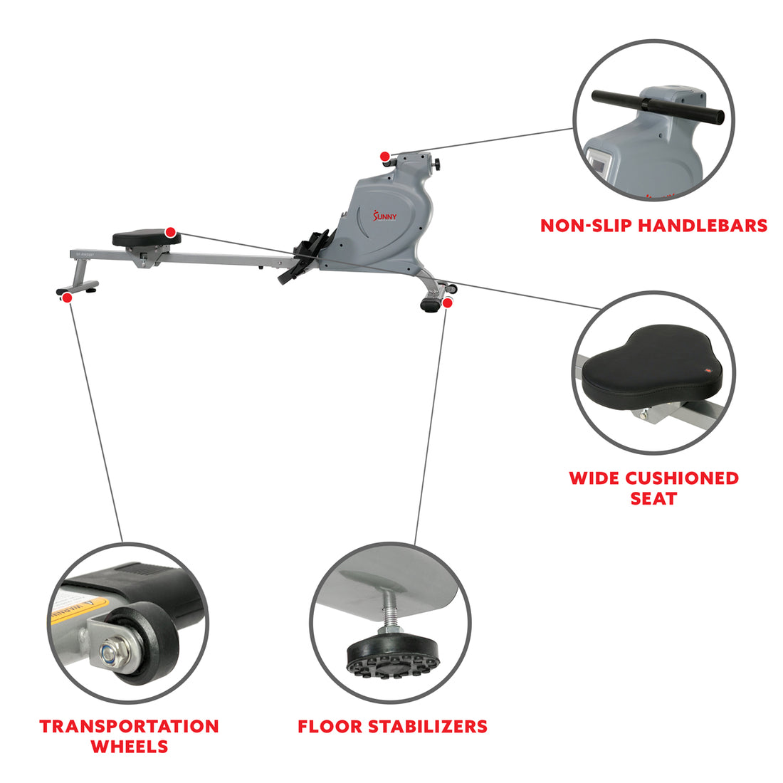 Space Rowing Machine Space Saving Rowing Machine Magnetic Rower | Sunny Health & Fitness