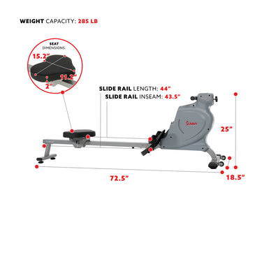 Space Saving Rowing Machine Magnetic Rower | Sunny Health and Fitness