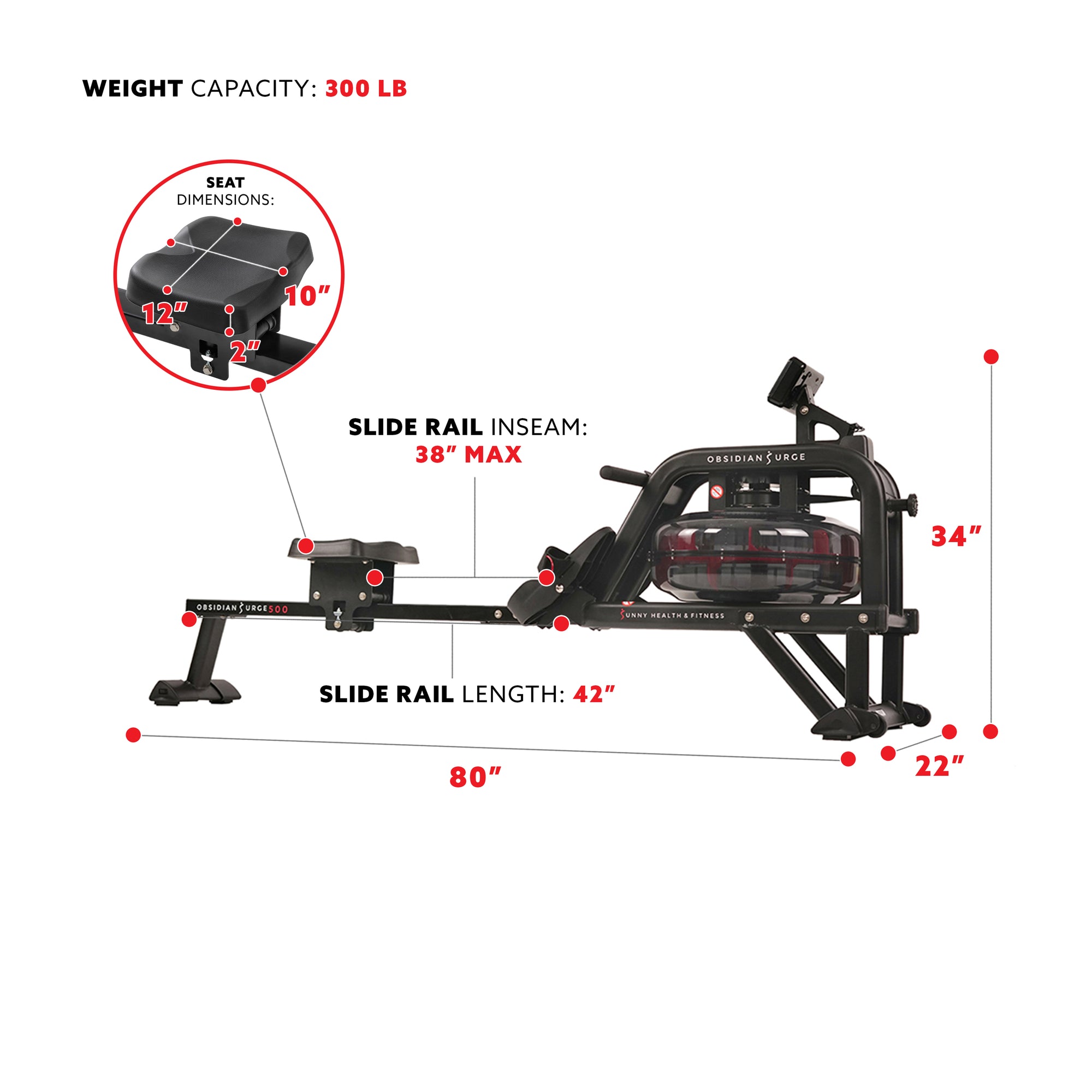 Water Rowing Machine | Obsidian Surge | Free Shipping | Sunny Health ...