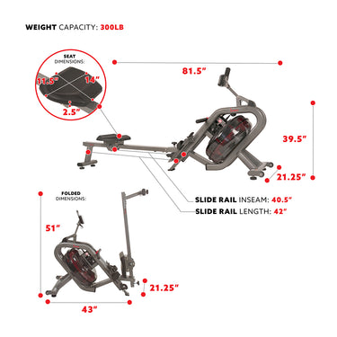 Phantom Hydro Water Rowing Machine | Sunny Health and Fitness