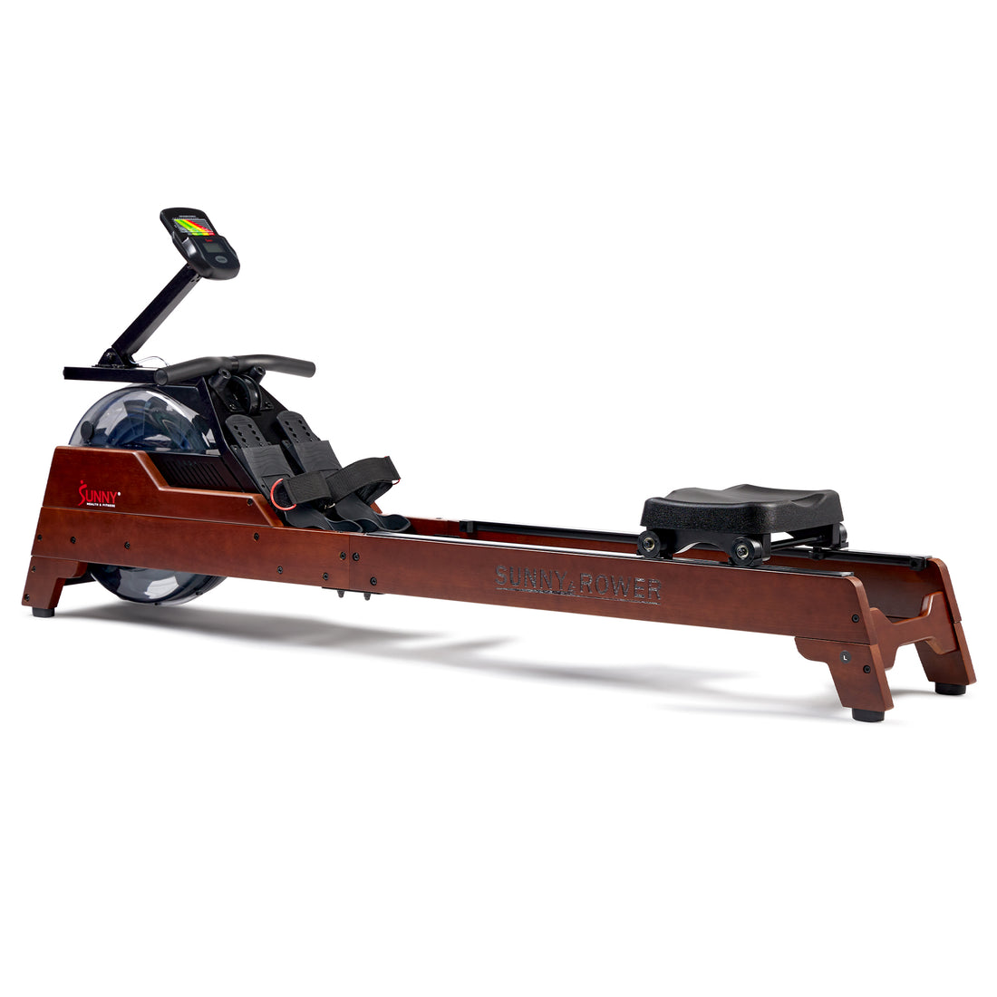 Watercolor Rowing Machine Vertical Hydro Wooden Water Rowing Machine | Sunny Health & Fitness