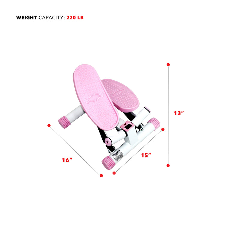 Pink Adjustable Twist Stepper Step Machine w/ LCD Monitor