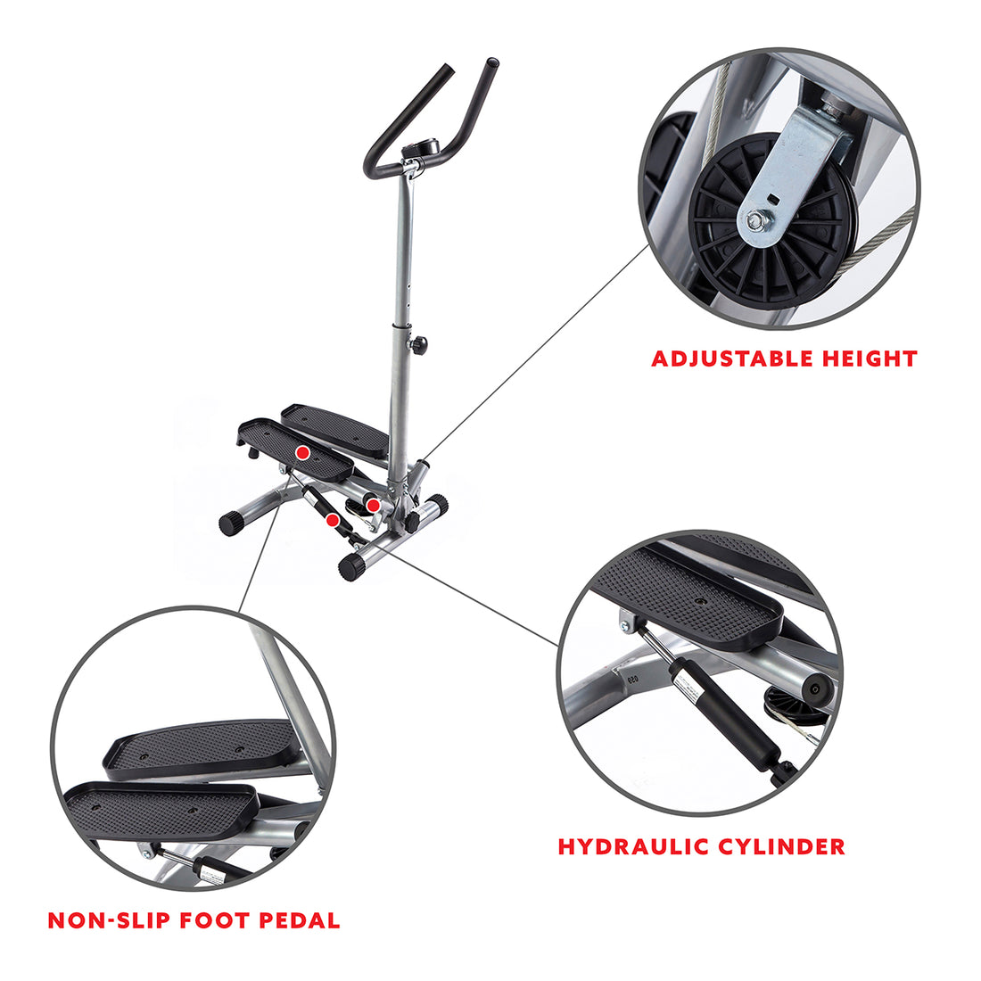 Twist Stepper Machine Step w/ Handle Bar & LCD Monitor Sunny Health