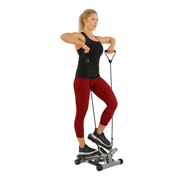 Twisting Stair Stepper Step Machine w/ Resistance Bands and LCD Monitor