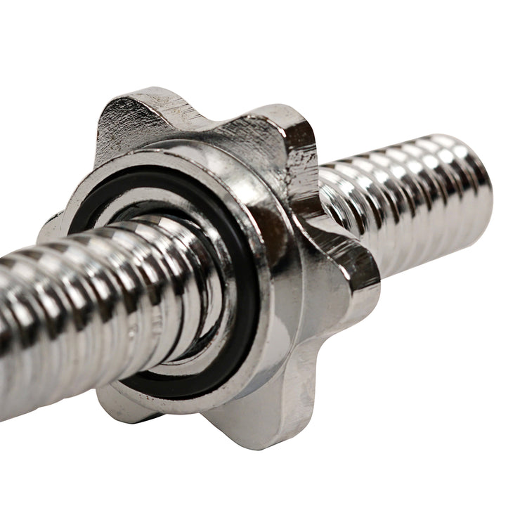 47 in Threaded Chrome Curl Bar w/ Ring Collars