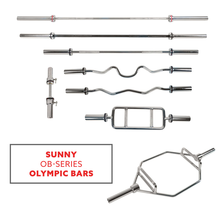 Sunny Health & Fitness 48 Olympic Super Curl Bar with Ring Collars