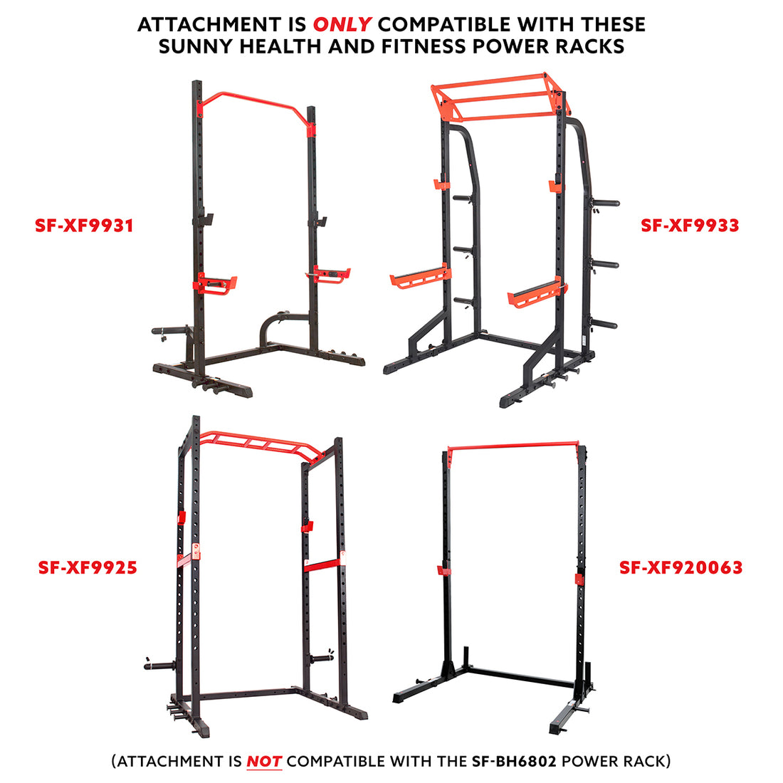 Adjustable Pull Up Bar Attachment for Power Racks and Cages | Sunny ...