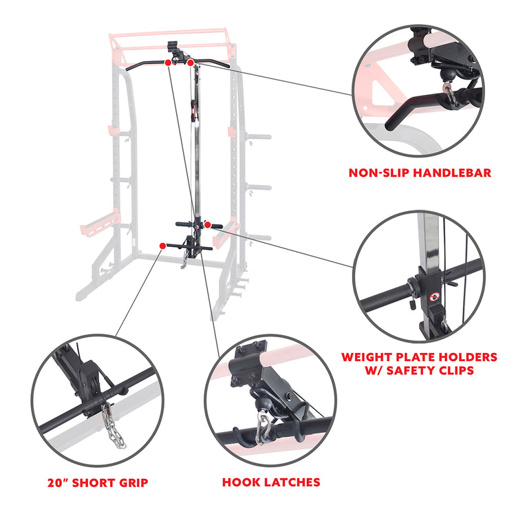 XonyiCos Sistema de polea de cable de fitness, accesorios de máquina  desplegable para gimnasio LAT y levantamiento, barra desplegable LAT para